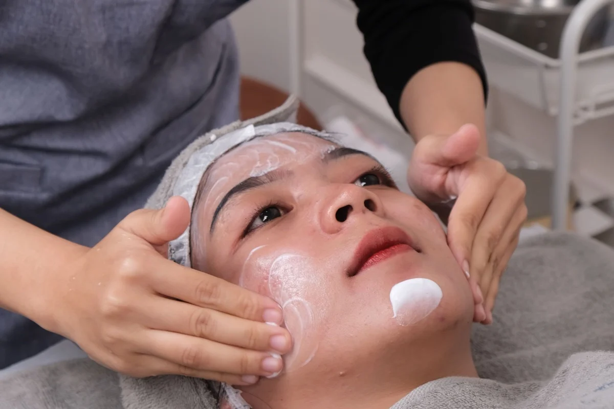 A facial treatment at a Korean skin clinic